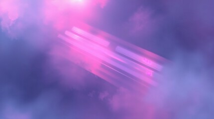 Obraz premium A digital painting depicting a soft, dreamy atmosphere contrasted by strong, hard neon light reverberations creating direct harsh shadows and hazy soft light areas.