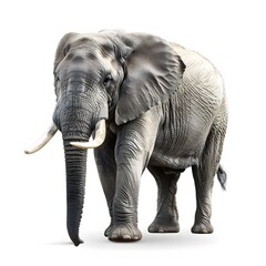 Obraz premium Majestic African Elephant Standing Against a Clean White Backdrop