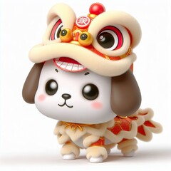 Naklejka premium Adorable Dog Lion Dance Costume, Chinese New Year Celebration