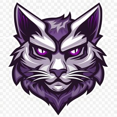 Obraz premium Fierce Cat Logo Design with Intense Purple Eyes and Powerful Expression