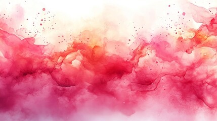 Abstract watercolor pattern with pink and coral splatters and stains. Generative AI