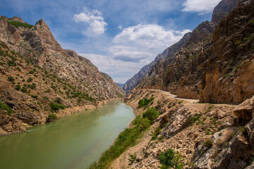 A view of a valley near Erzincan. Stone tunnels region.