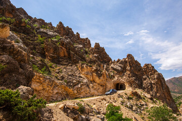 A view of a valley near Erzincan. Stone tunnels region.