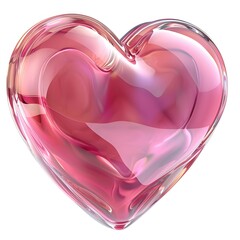 Colorful Glass Heart with Shiny Reflections and Soft Gradient Colors