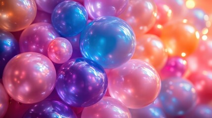 Fototapeta premium Colorful Balloons in Dynamic Arrangement, Symbolizing Joy and Creativity