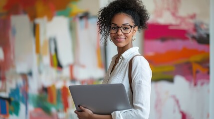 A confident businesswoman in a sleek black blazer
