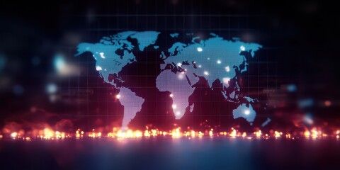 Obraz premium Global Digital Map with Dots and Connections