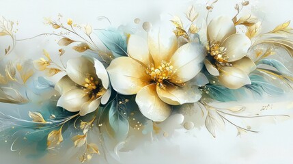 Floral art piece featuring watercolors, ideal for wall decoration.