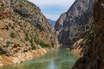 A view of a valley near Erzincan. Stone tunnels region.