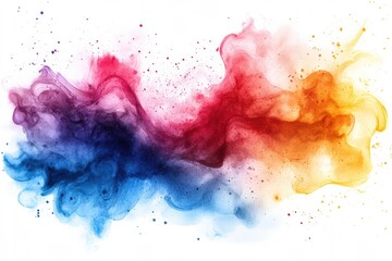 Fototapeta premium Vibrant watercolor explosion abstract art digital illustration white background colorful swirls creative concept