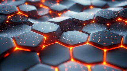 Futuristic Molecular Lattice with Glowing Red Points. Generative AI