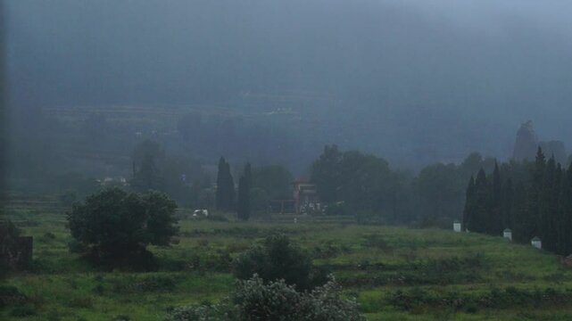 Rainy and Foggy Day in the Plains of a Charming Rural Village 🌧️🌫️🏡