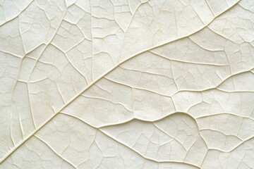Obraz premium Abstract background with a white leaf texture, a neutral color palette, light beige and ivory colors, a transparent background, a soft tone, a detailed close-up of the veins on the leaves.