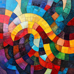 Fototapeta premium Abstract Colorful Mosaic Swirl Pattern 