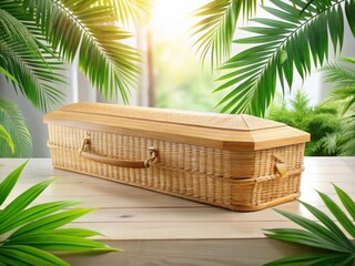 Fototapeta premium Elegant, eco-friendly bamboo coffins: a sustainable and minimalist funeral choice.