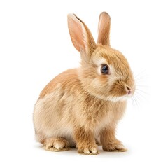 Fototapeta premium Cute Brown Bunny Rabbit Sitting with Fluffy Fur and Bright Eyes