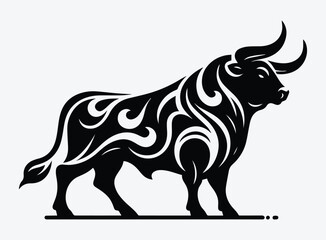 Black Bull Vector Illustration - Powerful Animal Symbolism