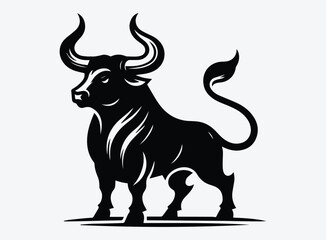 Black Bull Vector Illustration - Powerful Animal Symbolism