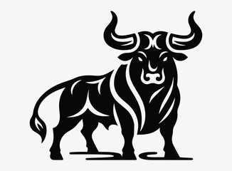 Black Bull Vector Illustration - Powerful Animal Symbolism