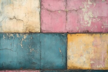 Vibrant textured wall with pastel colors in an urban environment during daylight hours