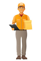 delivery young man courier service vector illustration isolated on white background