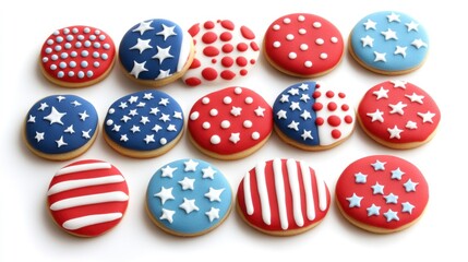 Celebrating july with colorful cookie collection featuring american flag designs festive environment high-quality images
