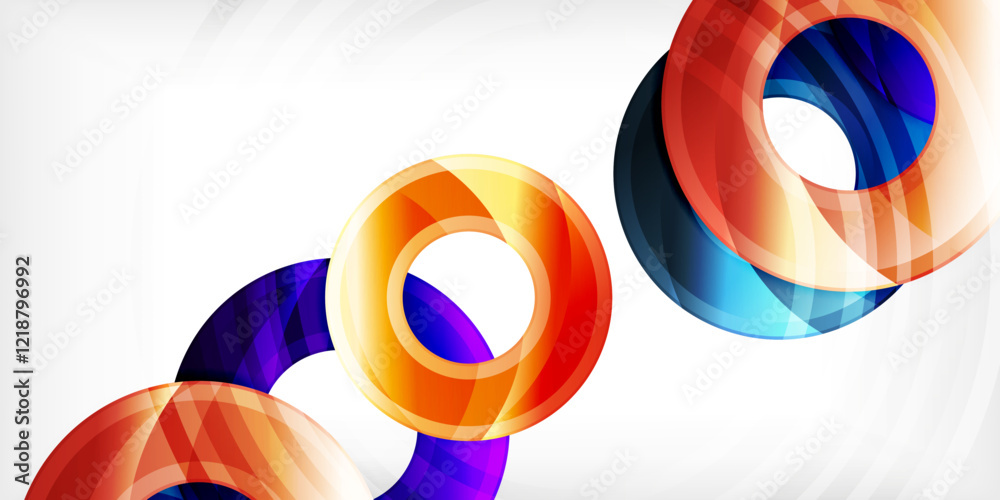 Poster bright colorful circles with light effects. abstract background