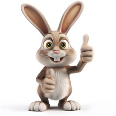 Obraz premium Cute cartoon rabbit giving a thumbs up sign with a cheerful expression