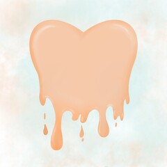 Abstract heart shape with dripping edges, resembling melted caramel or toffee.