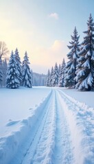 Fototapeta premium Blank winter scene, expansive snowy field, copy space available, winter, graphic