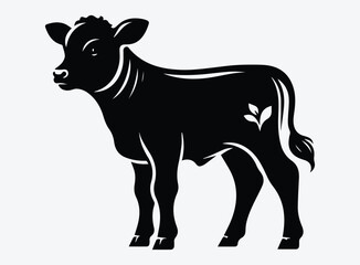 Black Calf Vector Illustration - Young Animal Symbolism