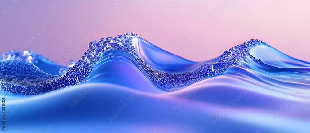 Sticker abstract blue and purple wave patterns on a gradient background