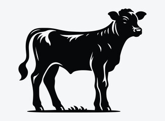Black Calf Vector Illustration - Young Animal Symbolism