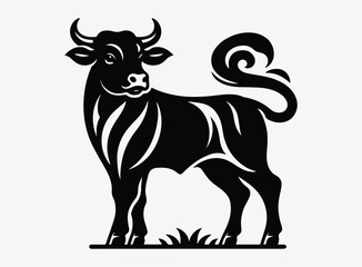 Black Calf Vector Illustration - Young Animal Symbolism