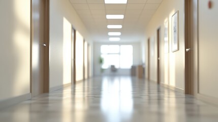 Fototapeta premium Soft Focus Abstract Background of a Modern Hallway with Blurred Interior Design and Natural Light Streaming Through Windows