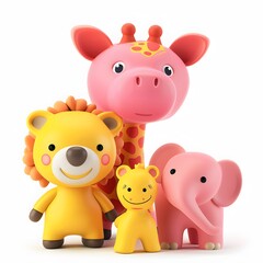 Naklejka premium Colorful Cute Animal Toys for Children Playtime and Decoration