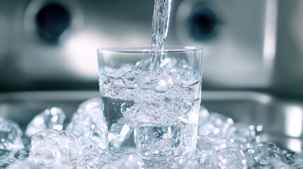 Crystal-clear water flowing from a modern kitchen