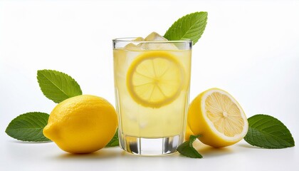 glass of lemonade isolated on white background