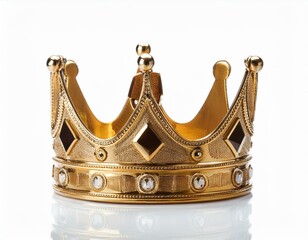 royal gold crown with elegance floating on white