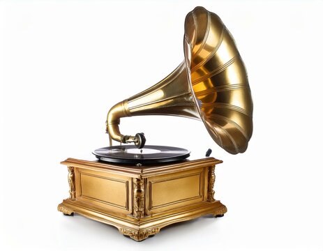 gold gramophone isolated on white