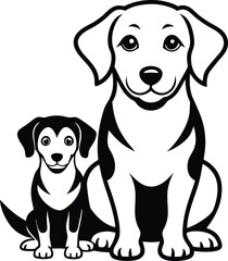 Labrador dog and puppy