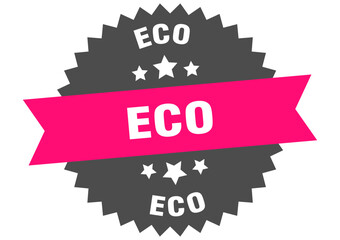 eco. eco round pink label isolated on transparent background