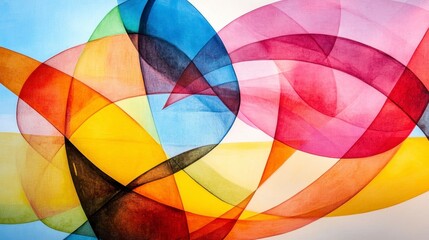 Obraz premium Vibrant Abstract Composition with Colorful Curved Shapes and Lines
