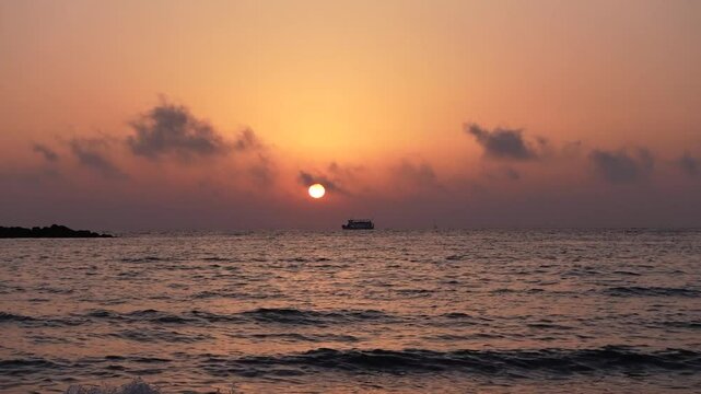 A stunning video of the Mediterranean Sea and sunset was taken in Tel Aviv, Israel.
