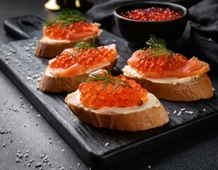 sandwiches with salmon and caviar