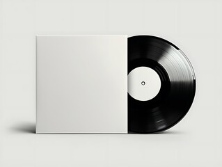 A blank vinyl album cover sleeve mockup, isolated with clear edges and perfect for music or album design projects.