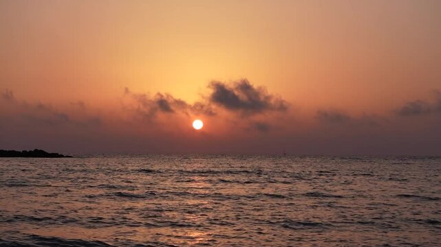 A stunning video of the Mediterranean Sea and sunset was taken in Tel Aviv, Israel.