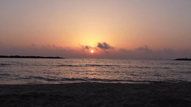 A stunning video of the Mediterranean Sea and sunset was taken in Tel Aviv, Israel.