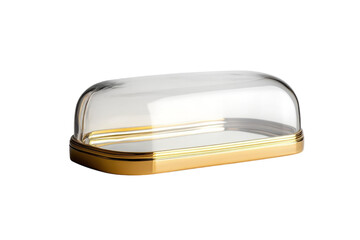 Classic Butter Dish with Glass Cover for Smooth Storage: Isolated on Transparent Background