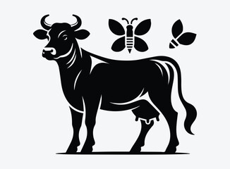 Black Cow Vector Illustration - Farm Animal Symbolism